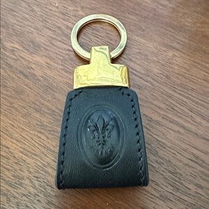 🔑 NEW Firenze Black and Gold Keychain leather Florence Italy Italian leather